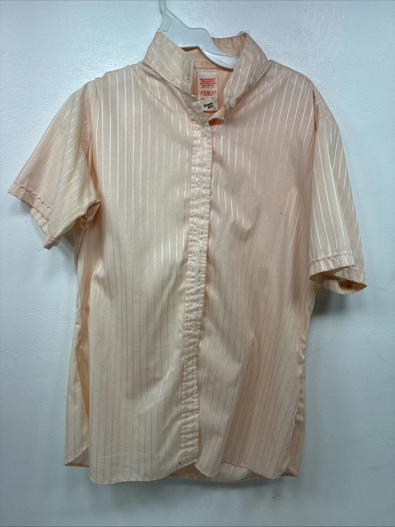 New Women’s Devon Aire Orange Stripe Short Sleeve Button Up Size 40 YY-5