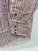 New Men’s Tem Tex Pink Stripe Long Sleeve Pearl Snap Medium J-73