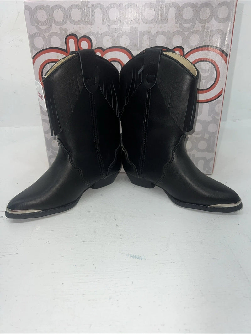 New Children’s Black Fringe Dingo Cowboy Boots. 9 D. 24-12