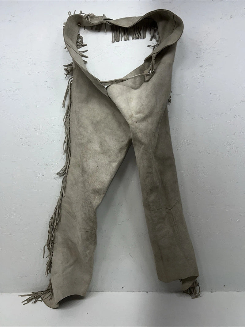 NOS Tan Show Chaps With Fringe Adjustable Waist 43” XL N-39