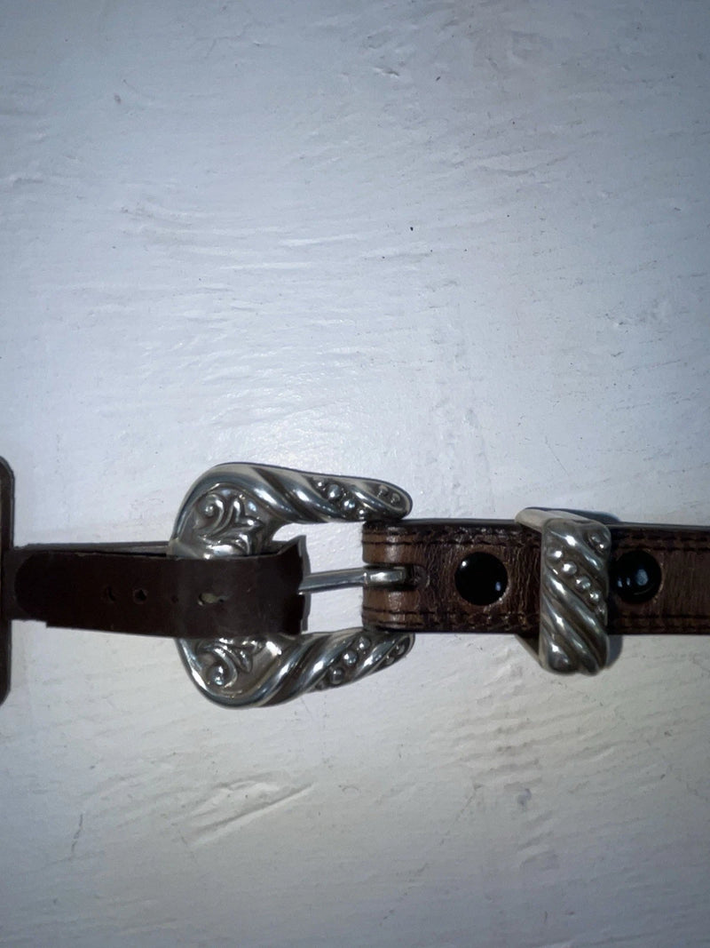 New Brown Genuine Leather Nocona Silver Pendent 30” Belt #3216215 NN-23