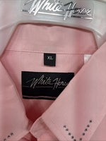 New Women’s White Horse Pink Gem Long Sleeve Pearl Snap XL II-2