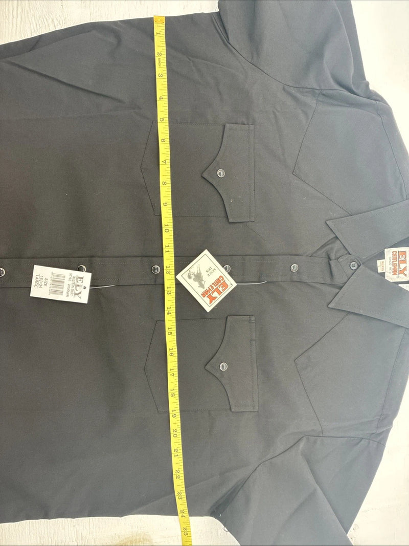 New Men’s  ELY Cattleman Black Long Sleeve Pearl Snap 16.5 X 34 Large V1-100