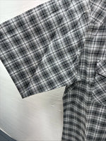 New Men’s White Horse Gray White Plaid Short Sleeve Pearl Snap Large X-39
