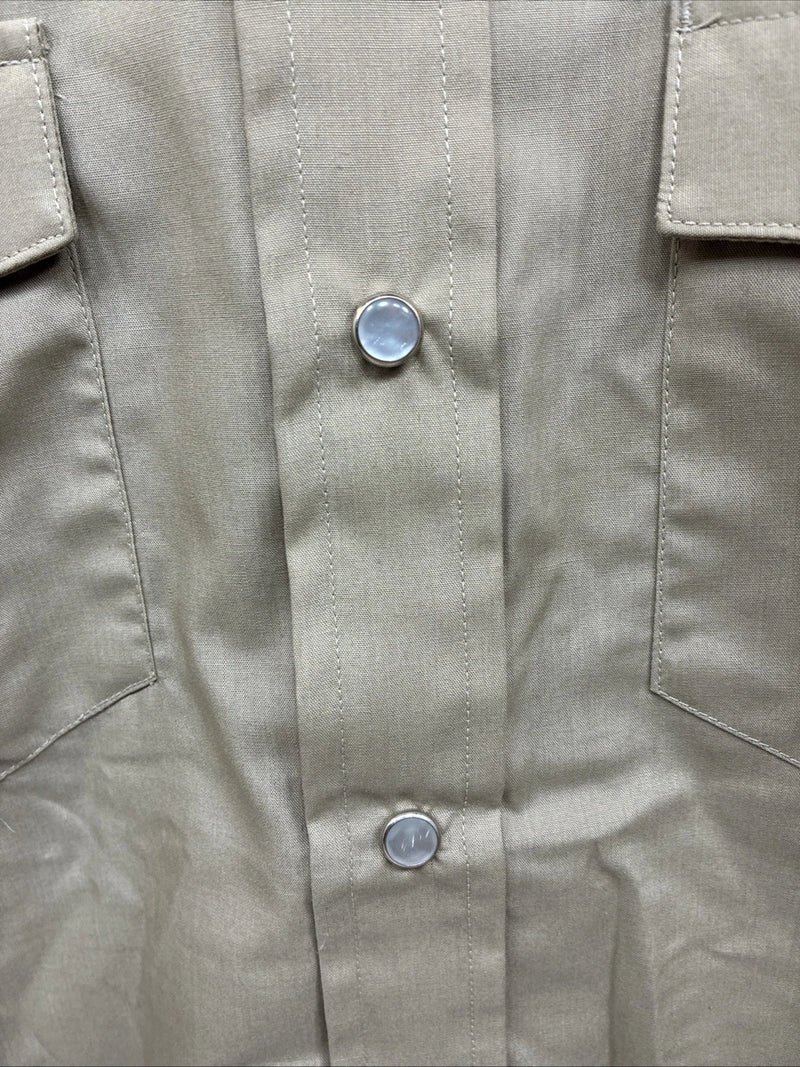 New Men’s H Bar C Brown Simple Long Sleeve Pearl Snap 16 X 33 Large A-65