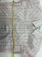 New Women’s H Bar C Pink Stripe Long Sleeve Pearl Snap Size 35 MM-25