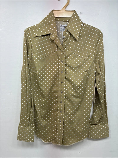 New Women’s Dickson Jenkins Green Dot Long Sleeve Pearl Snap Size 32 DD-97
