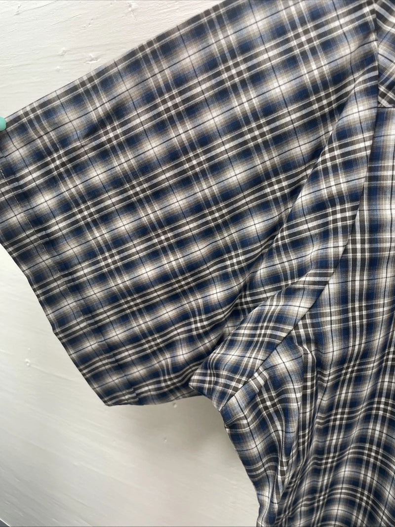 New Men’s ELY cattleman Blue Short Sleeve Pearl Snap 3XL E-27