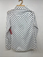 New Women’s Dickson Jenkins White Polkadot Long Sleeve Pearl Snap Size 32 KK-59