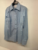 New Kids Dan River Blue Deigned Long Sleeve Pearl Snap Size 8 LL-62