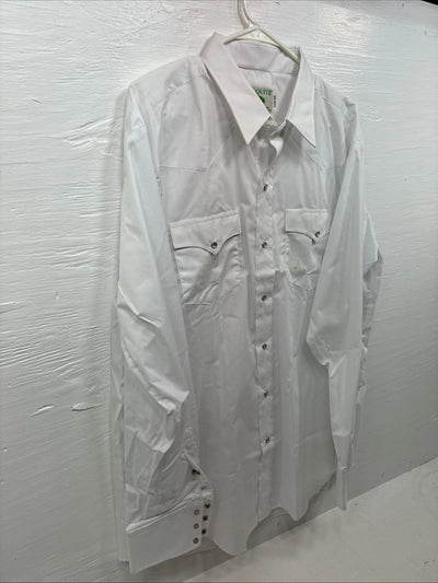 New Men’s Mesquite White Long Sleeve Pearl Snap 17.5 X 37 XL T-91