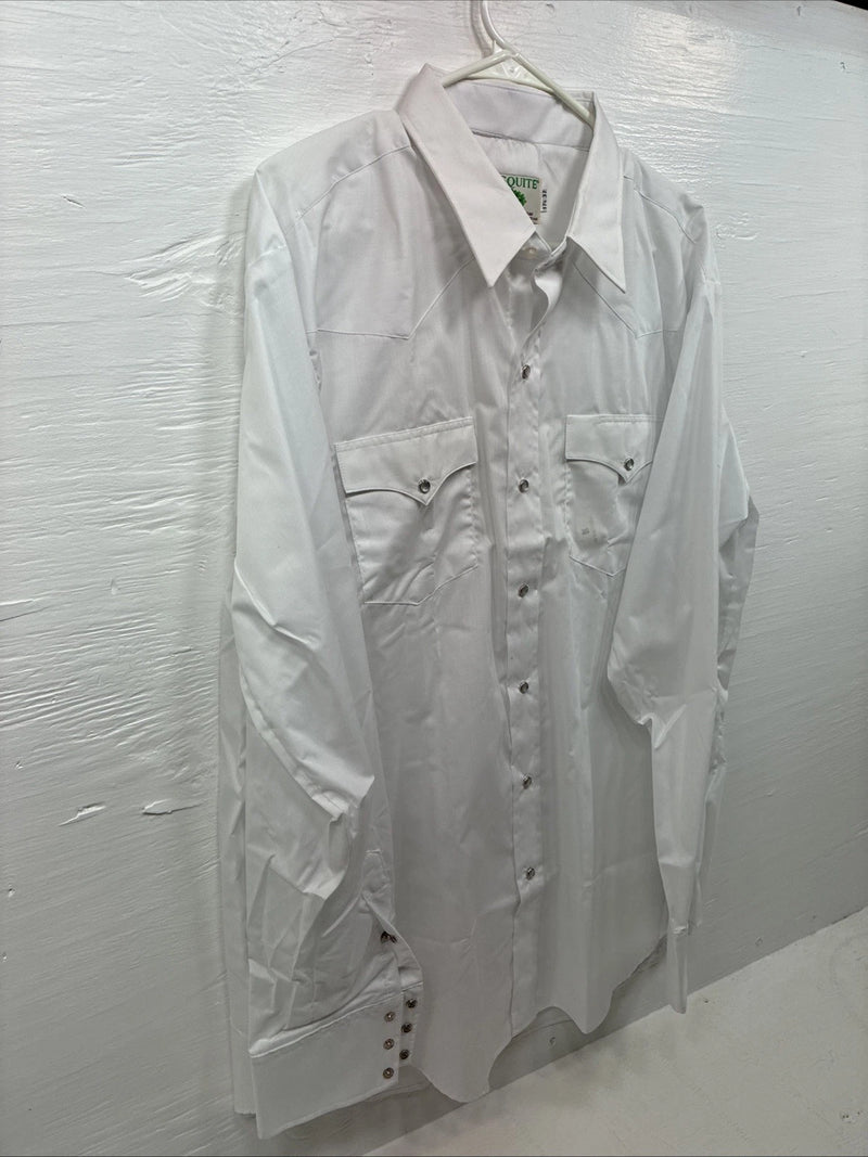 New Men’s Mesquite White Long Sleeve Pearl Snap 17.5 X 37 XL T-91
