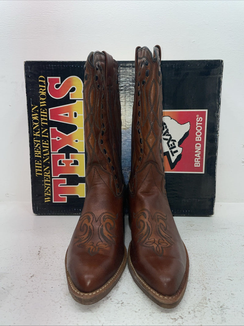 New Men’s Brown Texas Brand Cowboy Boots. M 80 10.5 10 1/2 D. 7-111