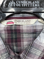 New Women’s Cumberland Purple Plaid Long Sleeve Pearl Snap 2XL GG-32
