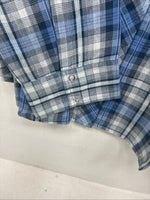 New Women Cumberland Blue Plaid Long Sleeve Pearl Snap 2XL GG-18