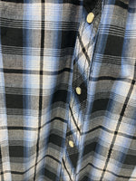 New Women’s Cumberland Blue Black Plaid Long Sleeve Pearl Snap XL GG-64