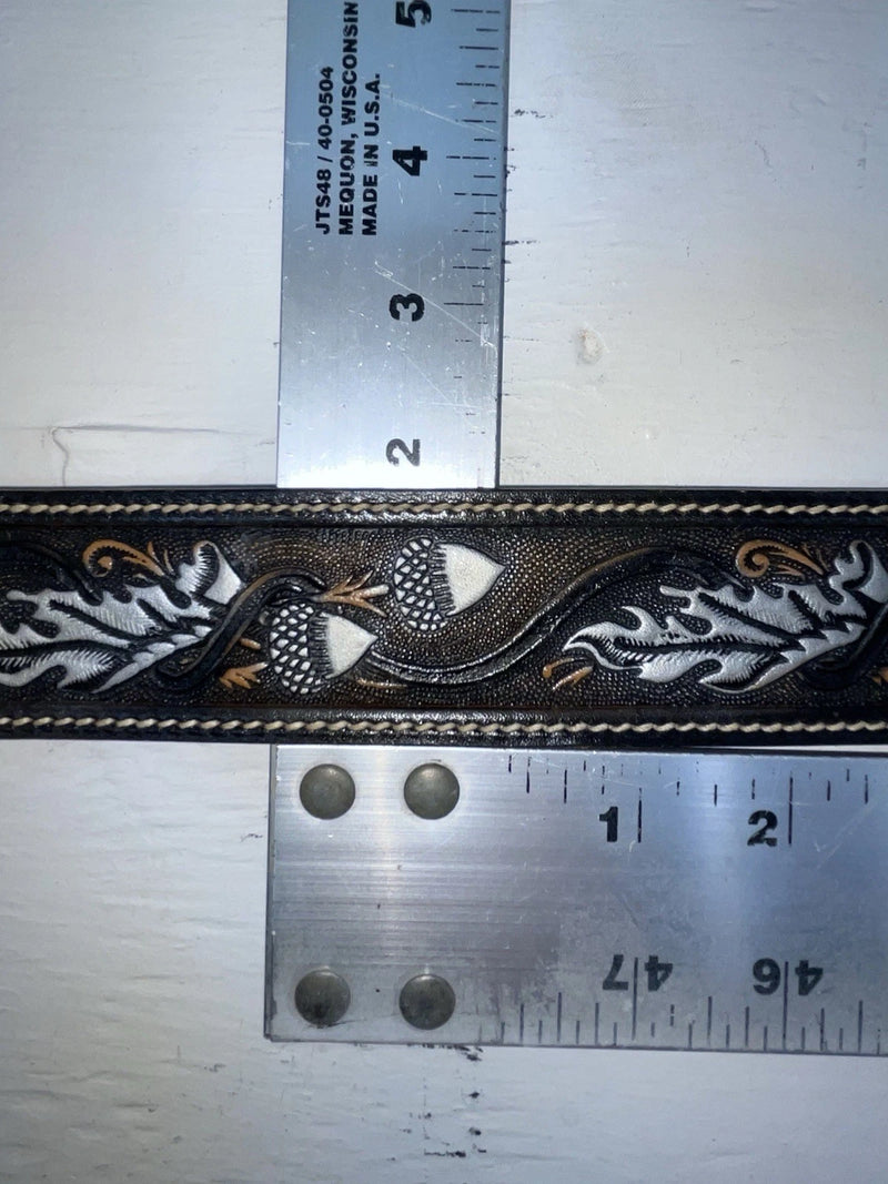 New Black Genuine Leather Perkies Tooled 30” Belt #8801 JJ-149