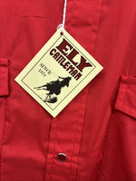 New Men’s ELY Cattleman Red Western Short Sleeve Pearl Snap 16 Large T-57