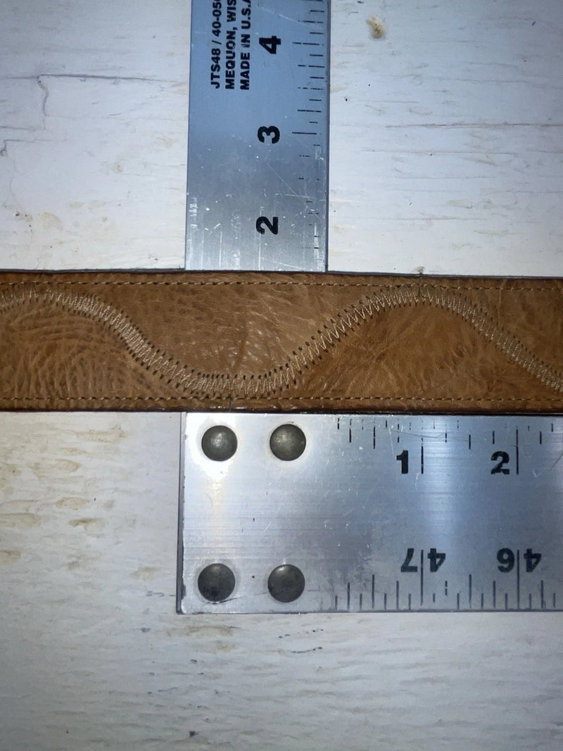 New Brown Genuine Leather Stitched 34” Belt #6988/23 Z-118