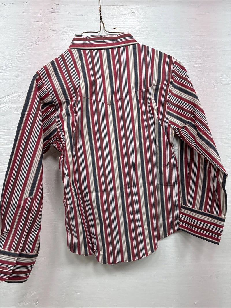 New Kids ELY Classic Red Stripe Long Sleeve Pearl Snap Small DD-19