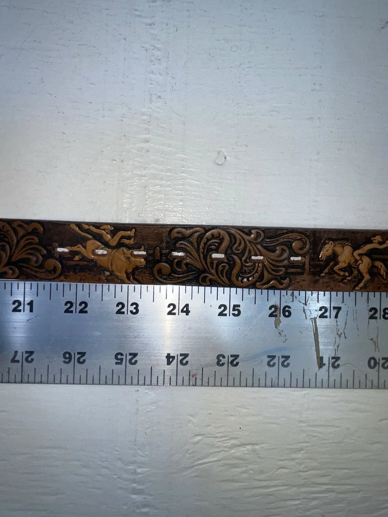 New brown Genuine Leather Chambers Tooled 24” Belt #5442 NN-50
