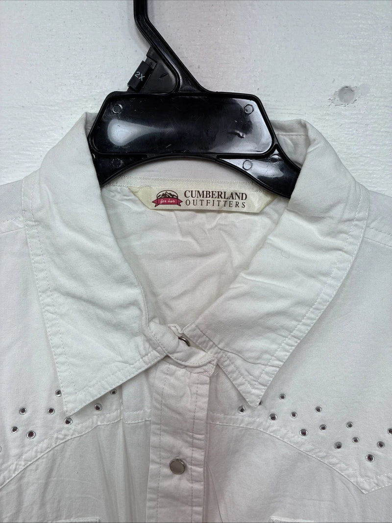 New Women’s Cumberland White Gem Long Sleeve Pearl Snap 2XL LL-82