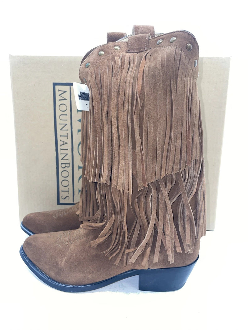 New Women’s Brown Fringe Smoky Mountain Cowboy Boots. 6566 M 7 M. 18-48