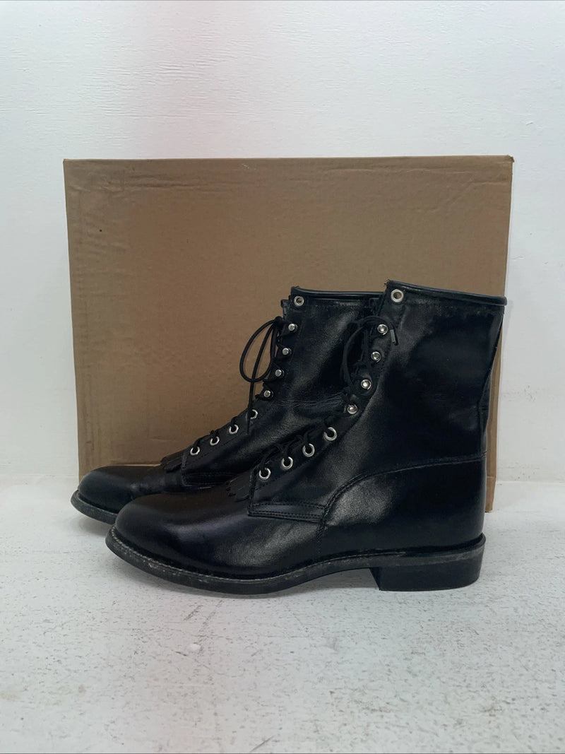 New Men’s Black Lace Up J Chisholm Cowboy Boots. 2550 9 D. 3-32