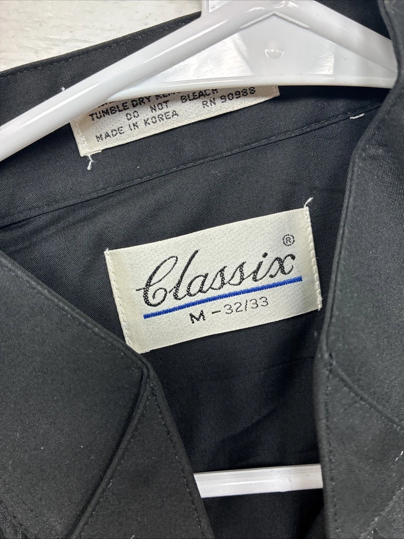 New Classix Black Long Sleeve Button Up English Shirt Medium II-35
