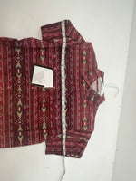 New Women’s Red Aztec Cumberland Outfitters Short Sleeve Button Up Shirt 3B-103