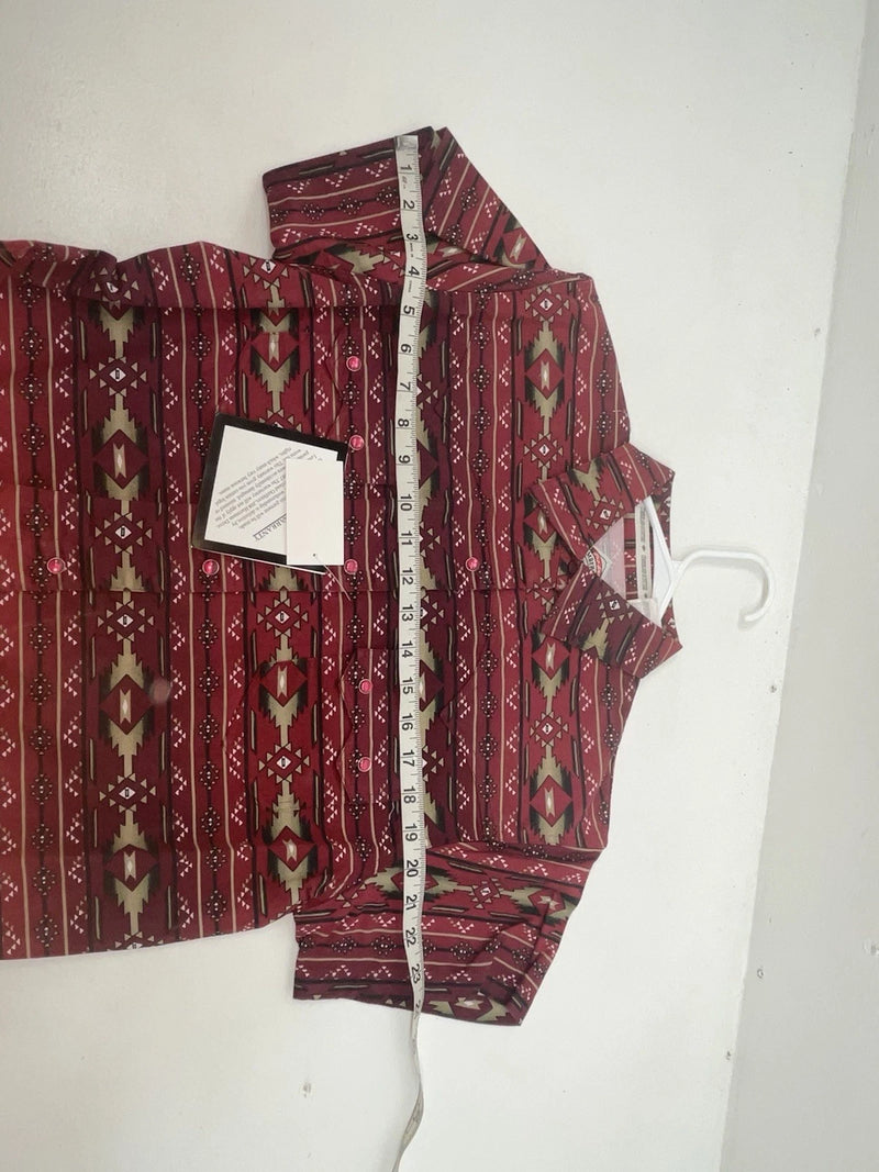 New Women’s Red Aztec Cumberland Outfitters Short Sleeve Button Up Shirt 3B-103