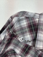 New Women’s Cumberland Purple Plaid Long Sleeve Pearl Snap 3XL GG-33