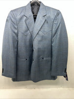 New Men’s Circle S Blue Plaid Suit Jacket 46R #25832 X-606
