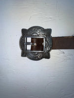 New Brown Genuine Leather Chambers Silver Pendent 28” Belt #3001 JJ-58