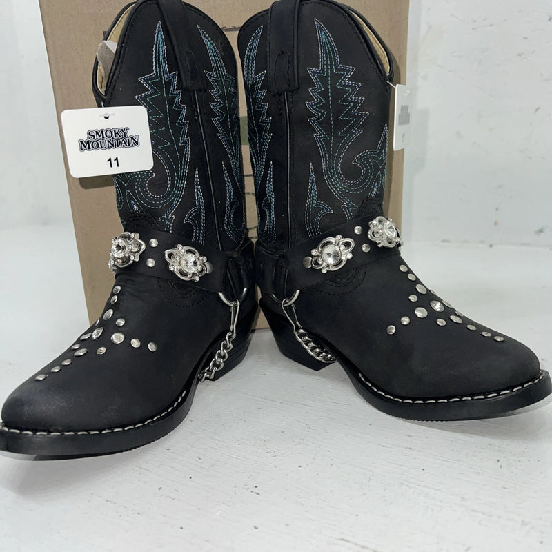 New Children’s Black Smoky Mountain Cowboy Boots. 3283 C 11 D. 24-76