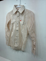 New Boys ELY Plains Tan Stripe Long Sleeve Pearl Snap Size 14 DD-108