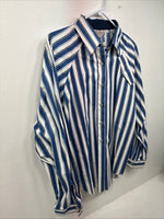 New Women’s H Bar C Blue Stripe Long Sleeve Pearl Snap Size 36 LL-57