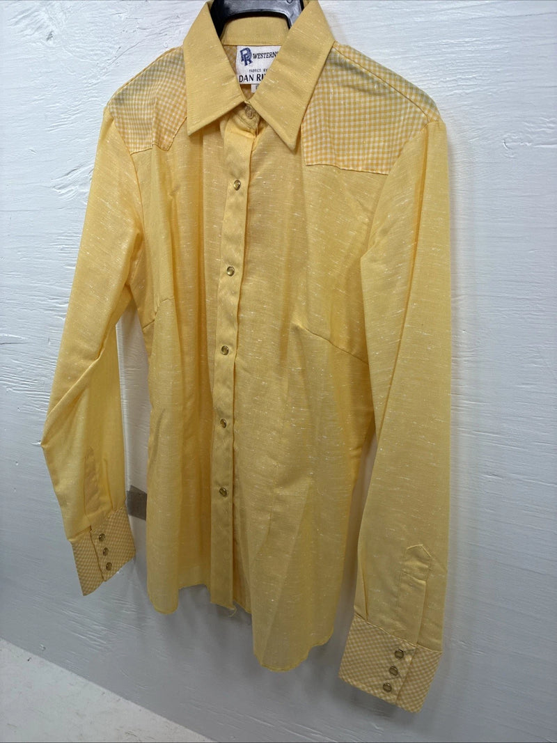 New Kids Dan River Yellow Long Sleeve Pearl Snap Size 12 CC-100