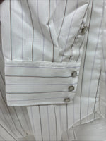New Men’s H Bar C White Stripe Long Sleeve Pearl Snap 16.5 Large Q-72