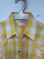 Be Women’s H Bar C Yellow Checker Long Sleeve Pearl Snap Size 30 LL-111