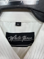 New Men’s White Horse White Stripe Design Long Sleeve Pearl Snap XL O-63