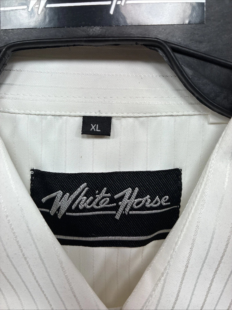 New Men’s White Horse White Stripe Design Long Sleeve Pearl Snap XL O-63
