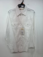 New Women Cumberland White Cheetah Print Long Sleeve Pearl Snap Medium LL-9