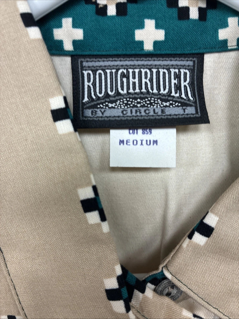 New Women’s Roughrider Tan Designed Long Sleeve Button Up Medium YY-96