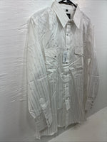 New Men’s White Horse White Stripe Long Sleeve Pearl Snap Large AA-77
