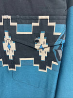 New Men’s Cumberland Blue Black Long Sleeve Pearl Snap Large X-2