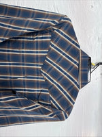New Men’s ELY 1878 Blue Brown Plaid Long Sleeve Pearl Snap Large Q-32