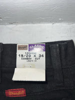 New Men’s Black Cowboy Cut Wrangler Classic Fit Denim Jeans. 19/20x34 F-32