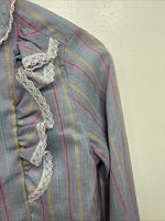 New Kids Kid Kountry Purple Stripe Long Sleeve Pearl Snap Size 10 TT-86
