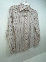 New Women’s White Striped DR Westerns Long Sleeve Button Up Shirt 3B-86
